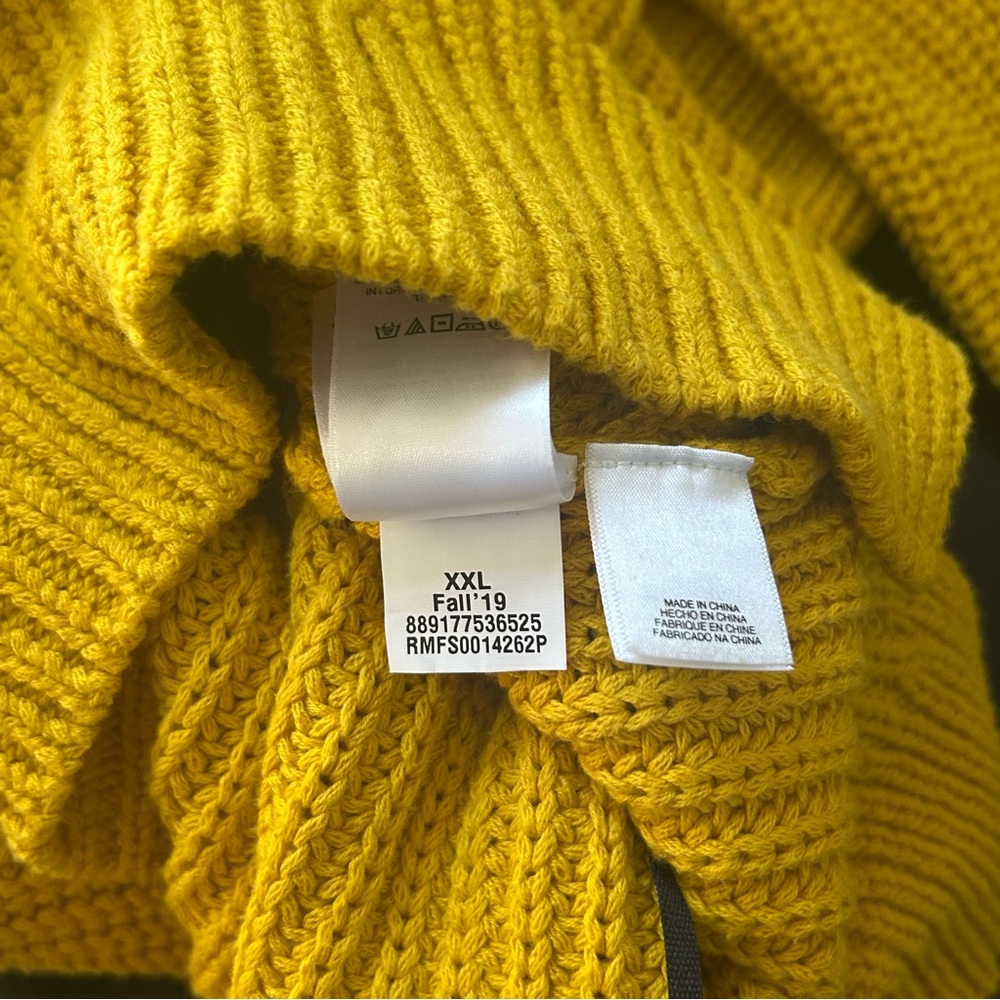 NWOT Rachel Roy Mustard Yellow Crewneck Cut-Out Chunky Knit Sweater, Size XXL - Picture 9 of 11